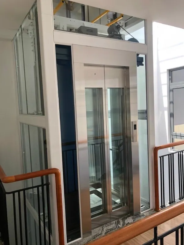 Thang máy gia đình hố kính lắp đặt trong nhà phố